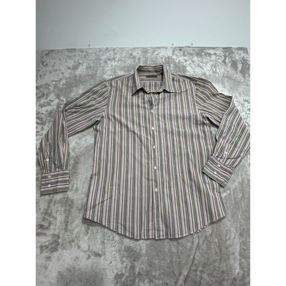 John Varvatos Dress Shirt Mens Size XL Multicolor Striped 100% Cotton EUC